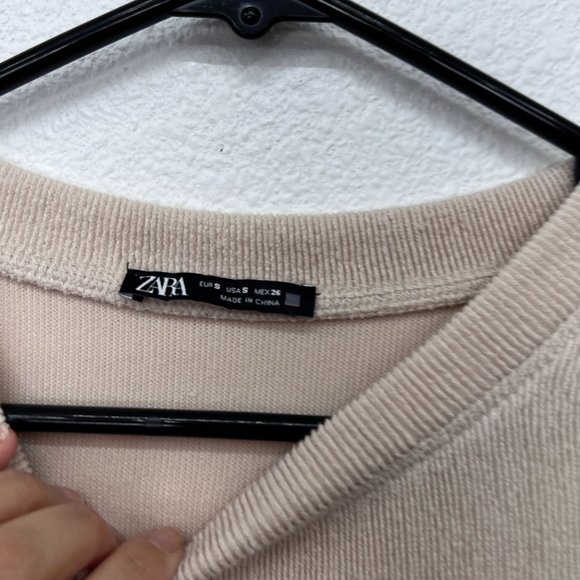 Zara cream long sleeve side strap womens blouse  Size: S - Picture 6 of 9